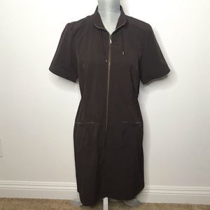 Chicos zenergy brown half zip dress pockets medium